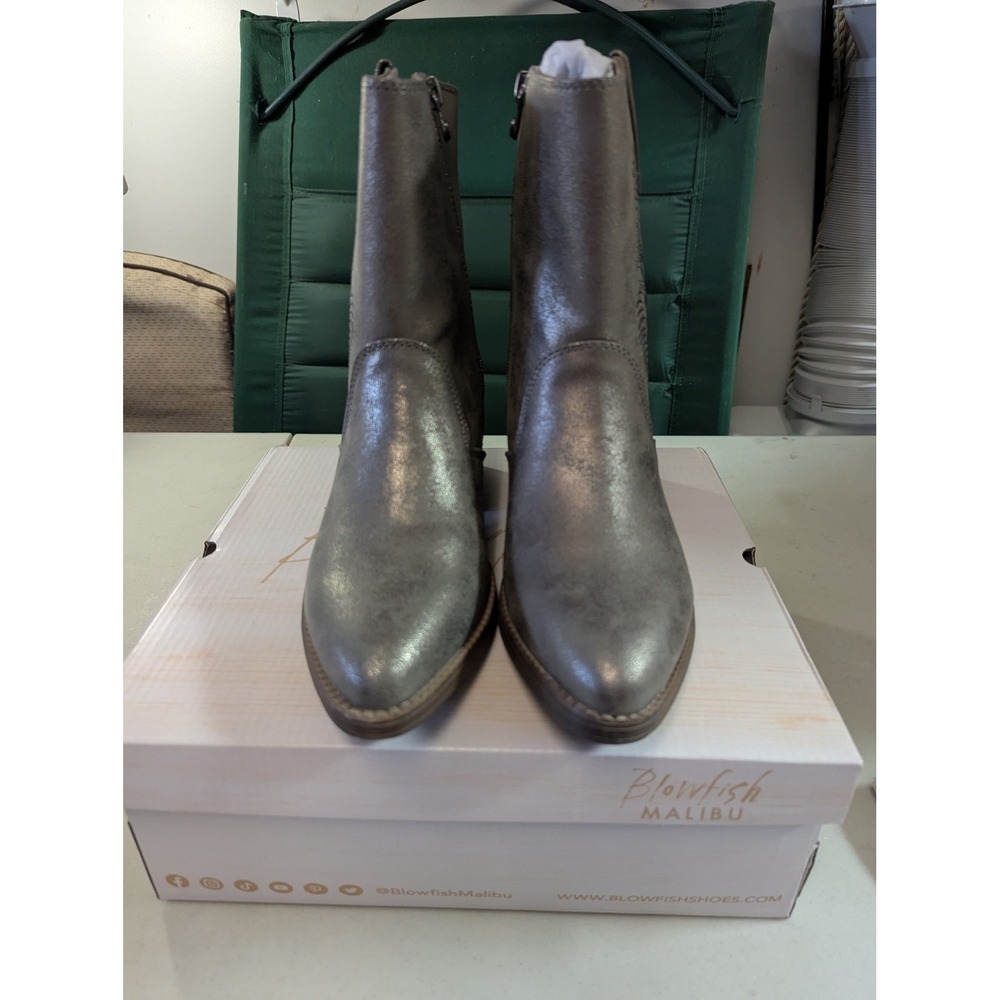 NIB Blowfish Malibu Rebel 2 Pewter Metallic Western Boots Embroidered Sz 7.5 - Picture 6 of 11